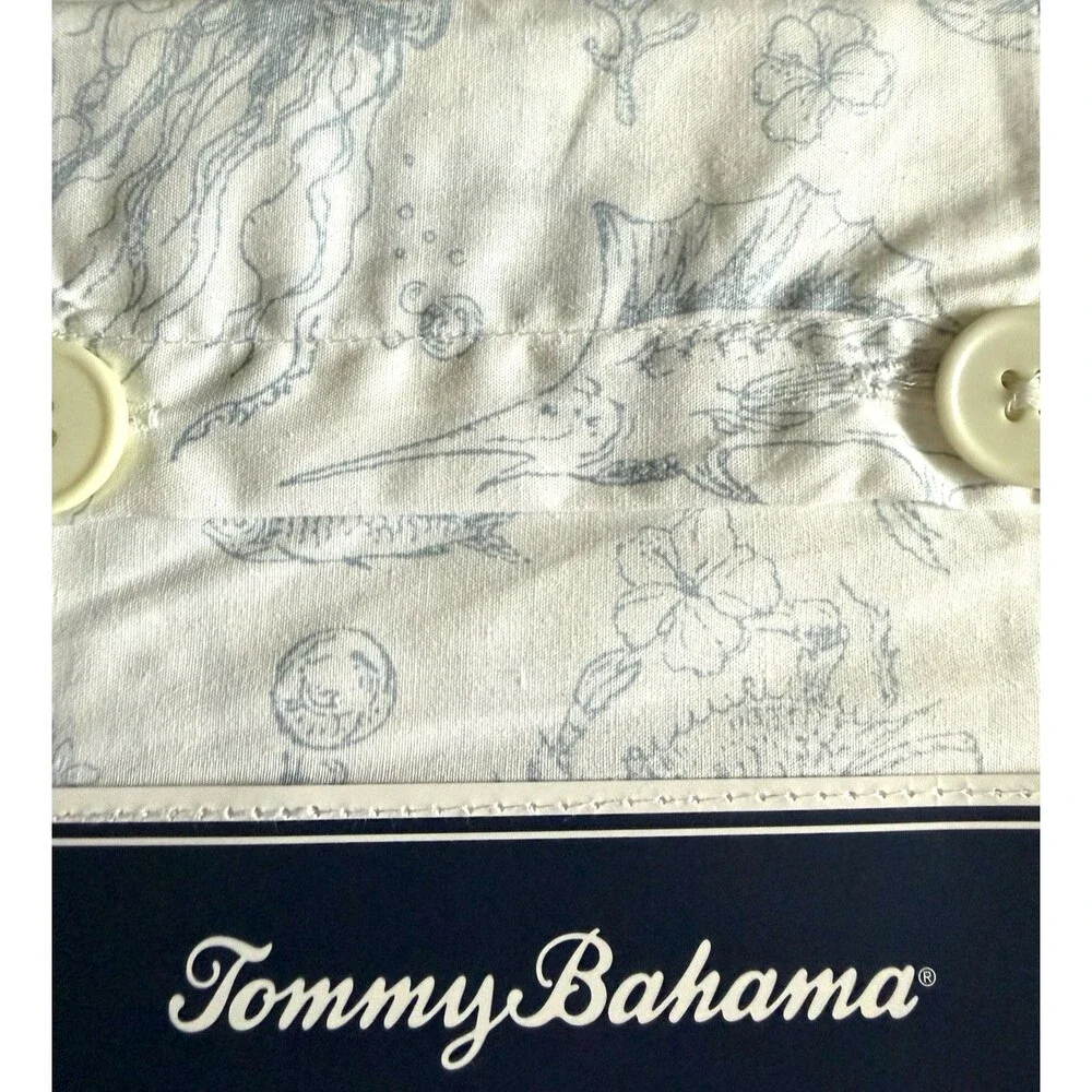 Tommy Bahama Sea Life Toile Blue Standard Pillowcases 100% Cotton Set of 2
